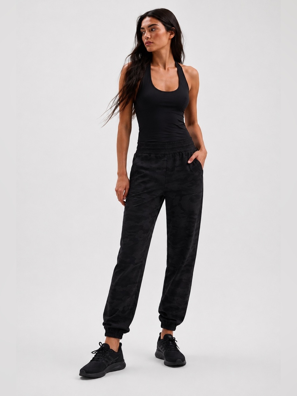 Athleta Brooklyn Textured Lined Jogger Black Camo Size 6